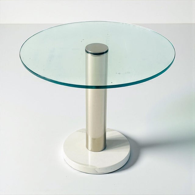 Mid-Century Modern Pace Collection Carrara Marble Chrome and Glass Side/End Table, 1970 For Sale - Image 3 of 4