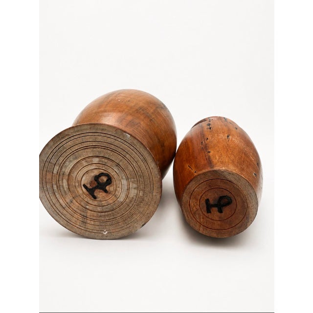 Mid-Century Modern Pair of Signed h.p. Hand-Turned Exotic Wood Vases For Sale - Image 3 of 7
