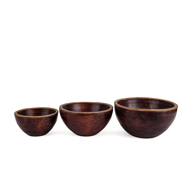 Vintage Indonesian Handmade Nesting Wooden Bowls For Sale - Image 4 of 7