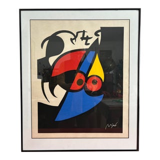 Mid Century Modern Abstract Art Print Joan Miro Framed For Sale