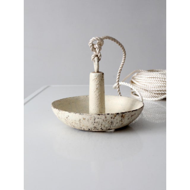 Metal Vintage Cast Iron Mushroom Boat Anchor With Rope For Sale - Image 7 of 12
