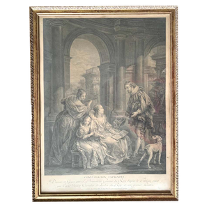 Carle Van Loo, Spanish Conversation and Reading, 1754, Engraving, Framed