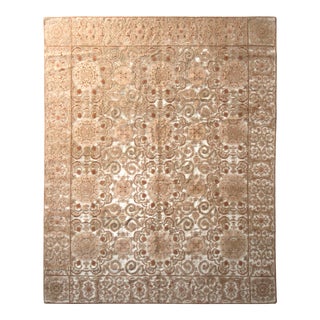 Custom European Style Rug Beige Brown Medallion Pattern by Rug & Kilim For Sale