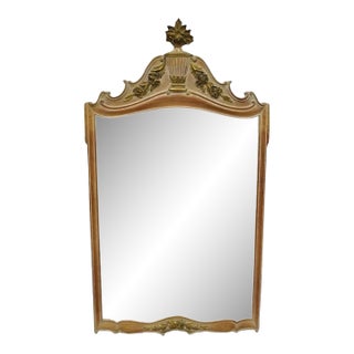 Vintage French Country Provincial Louis XV Style Carved Wood Urn Wall Mirror For Sale