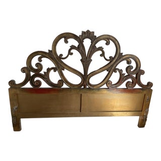 1940s Vintage Art Deco Gold Headboard For Sale