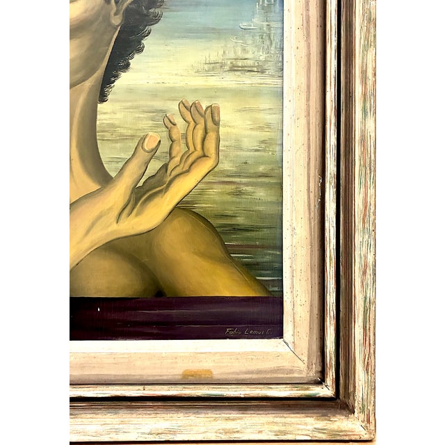 Cornflower Blue A Mid-Century Surreal Portrait by Chilean Artist Fabio Lemus For Sale - Image 8 of 12