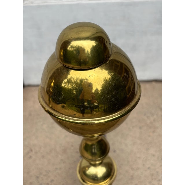 Mid 20th Century Pair of Mid Century Brass Andirons For Sale - Image 5 of 8