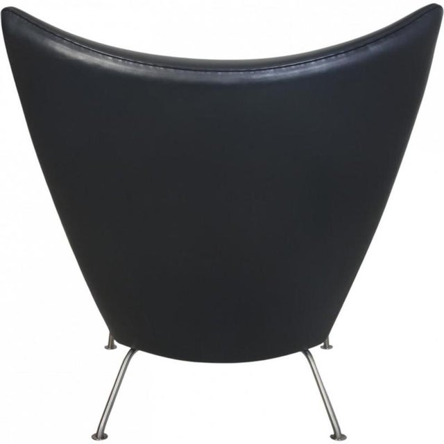 Animal Skin Vintage CH445 Wing Chair in Black Leather by Hans Wegner, 1990s For Sale - Image 7 of 11