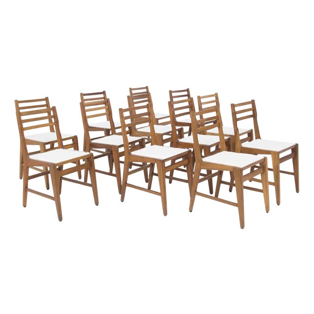 Mid-Century Wooden and Bouclé Chairs by BBPR, 1950s, Set of 12 For Sale
