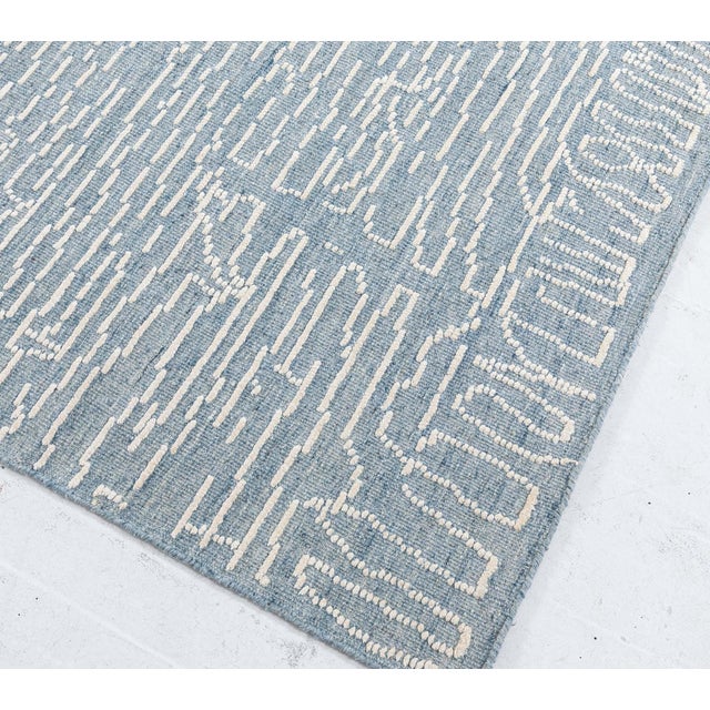 Sky Blue Contemporary Silk Wool Rug by Doris Leslie Blau For Sale - Image 8 of 9