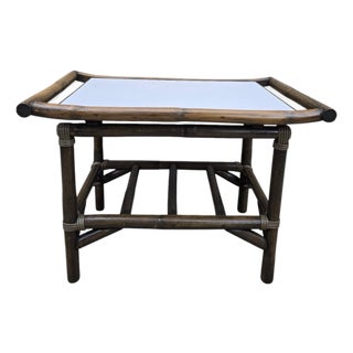 Vintage Modern Coastal Bamboo Side Table by Vogue Rattan For Sale
