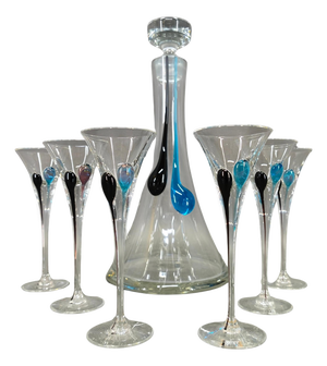 Bohemian Hand Blown Decanter and Glasses Set from Crystalex, 1990s