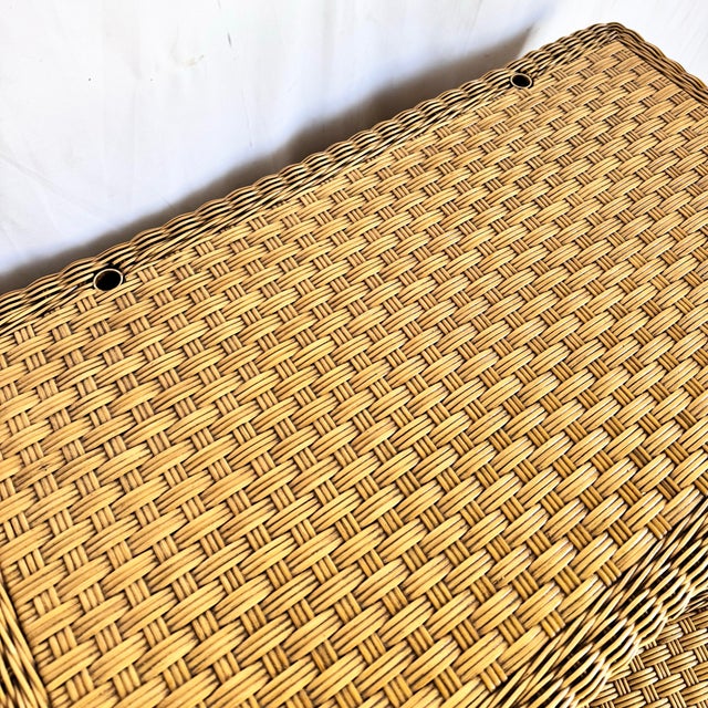 Late 20th Century Boho Chic Woven Wicker Desk and Stool - 2 Pieces For Sale - Image 5 of 9