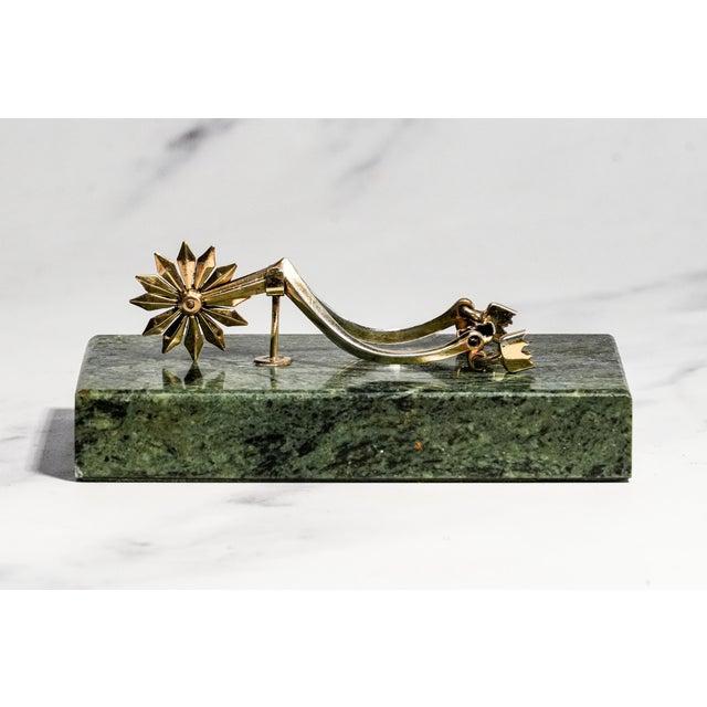 A wonderfully distinctive piece of British equestrian silver, this vintage sterling silver riding spur paperweight...