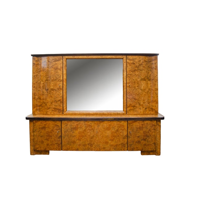 Representative two-part Art Deco study in mountain elm burl, Vienna circa 1925 This exceptional two-part study was created...