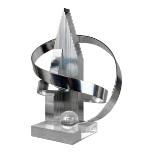 Vintage Postmodern Abstract Skyscraper Metal & Lucite Sculpture by Dan Murphy