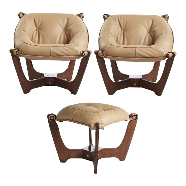 Odd Knutsen Luna Low Back Chairs + Ottoman Chairish
