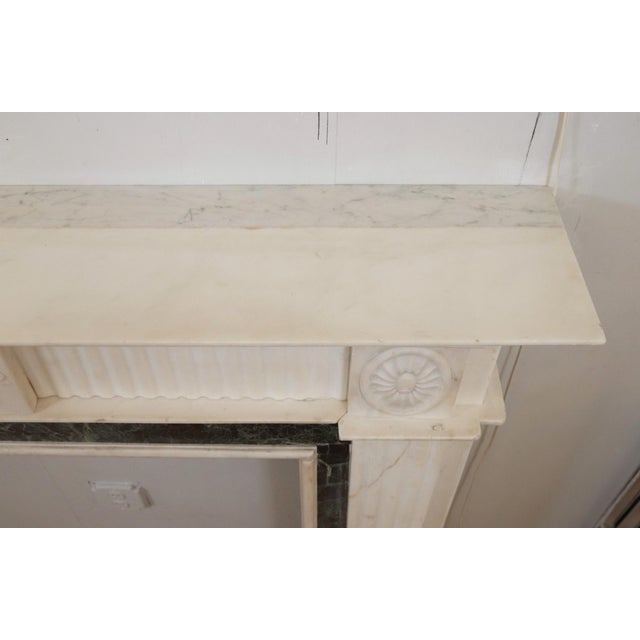 Regency White Marble Mantel With Emerald Green Marble Inlay For Sale - Image 12 of 13