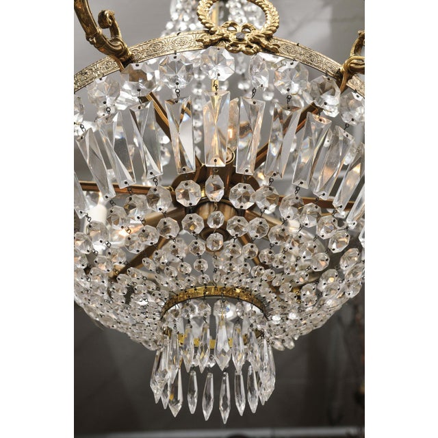 9-Light Crystal French Empire Chandelier, Early 20th C. For Sale - Image 10 of 14