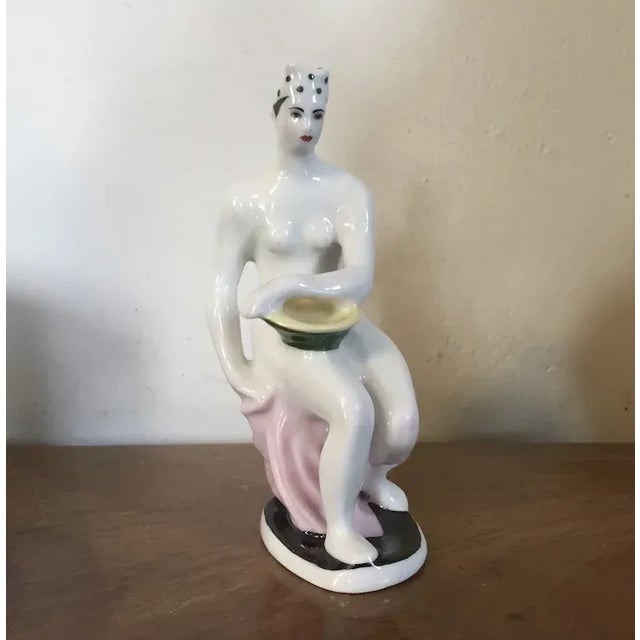 Art Deco Russian Soviet Lomonosov Factory Porcelain Figure of a Nude Bather For Sale - Image 11 of 13