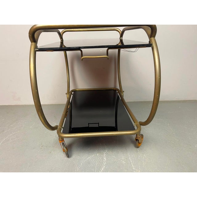 Black Mid-Century Brass and Black Glass Bar Trolley from Grünstadt, Germany, 1950s For Sale - Image 8 of 18