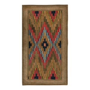 Marvelous Brown Color With Eminent Symmetrical Design Antique American Hooked Rug