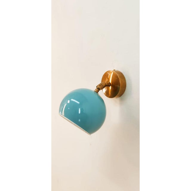 Adjustable Sconce with Blue Metal Dome For Sale - Image 10 of 16