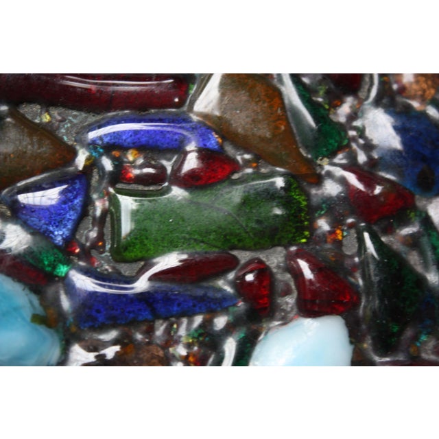 Blue Modernist Green Enamel on Copper Dish With Glass Decoration For Sale - Image 8 of 12