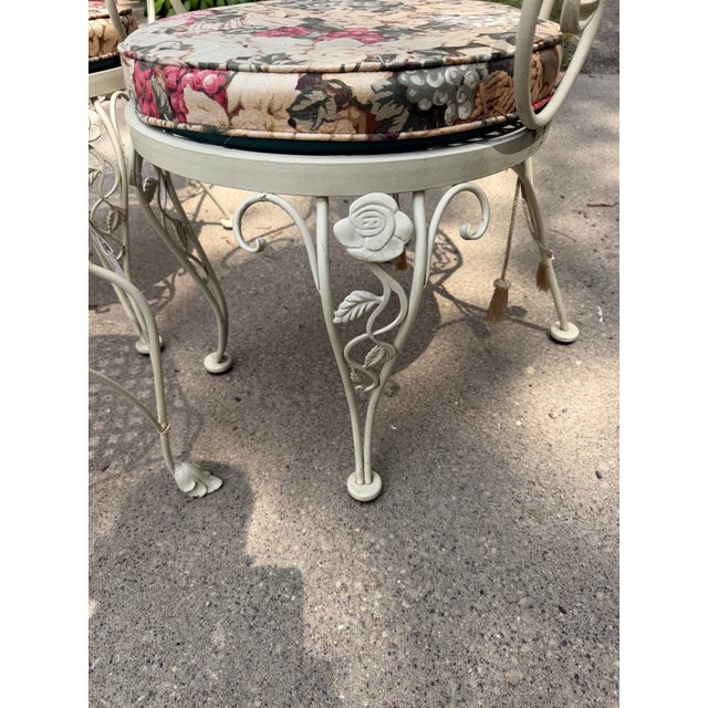 Woodard Chantilly Rose 1960s Wrought Iron Patio Set, 3 Pieces For Sale - Image 9 of 12