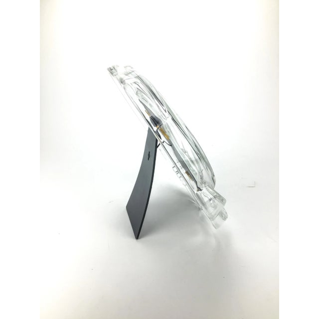 1980’s 4 X 6 Carved Glass Heavy Photo Frame For Sale - Image 4 of 8