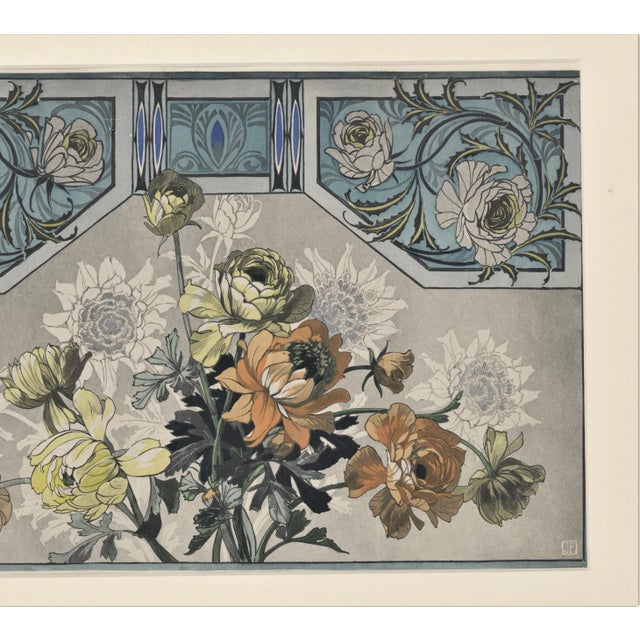 Art Nouveau 1910 Botanical Art Nouveau Design Chromolithograph, Documentation For Sale - Image 3 of 4