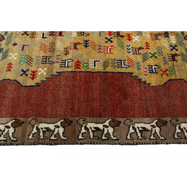 Hand-Knotted Gabbeh Rug in Wool with Fantasy Animal, 1990s For Sale - Image 6 of 8