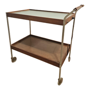 1960s Mid-Century Automatic Food Warmer Rolling Bar Cart