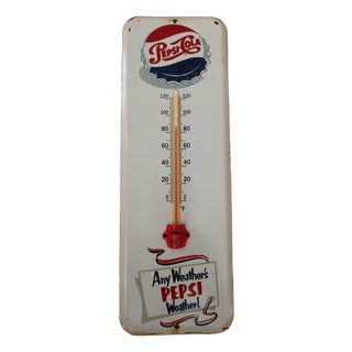 Premium Vintage Style Pepsi-Cola Advertising Thermometer Sign For Sale
