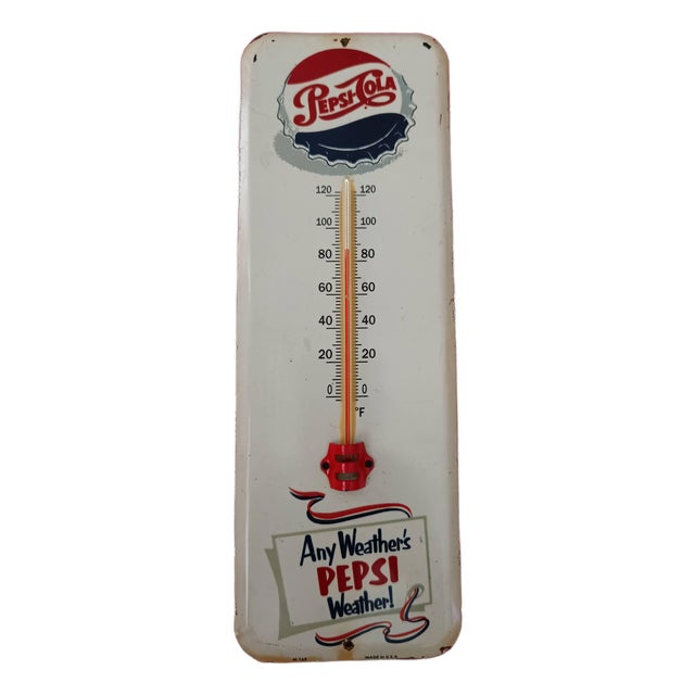 Premium Vintage Style Pepsi-Cola Advertising Thermometer Sign For Sale