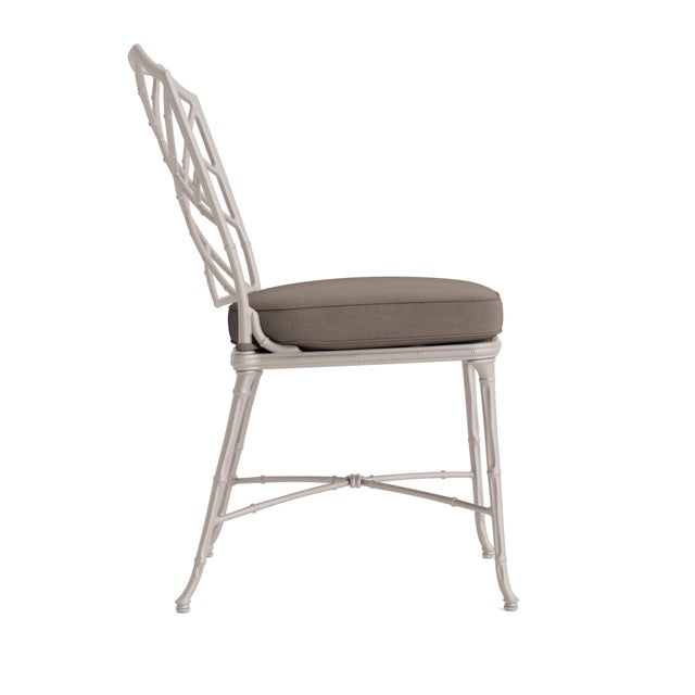 Contemporary Brown Jordan Calcutta Side Chair, Dove frame with Fusion Taupe fabric For Sale - Image 3 of 11