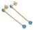 Swiss Blue Topaz Drop Dangle Chain Earrings in 925 Sterling Silver - A Pair For Sale