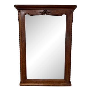 19th Century French Louis XVI Carved Burl Walnut Mirror For Sale