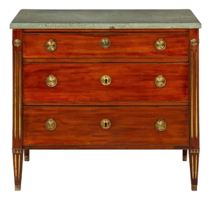 Circa 1790 Swedish Gustavian Marble Top Mahogany Desk Commode Chest