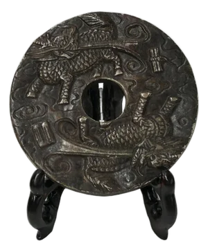 Oriental Stone Ritual Mythical Motif Carving Display Plaque Art