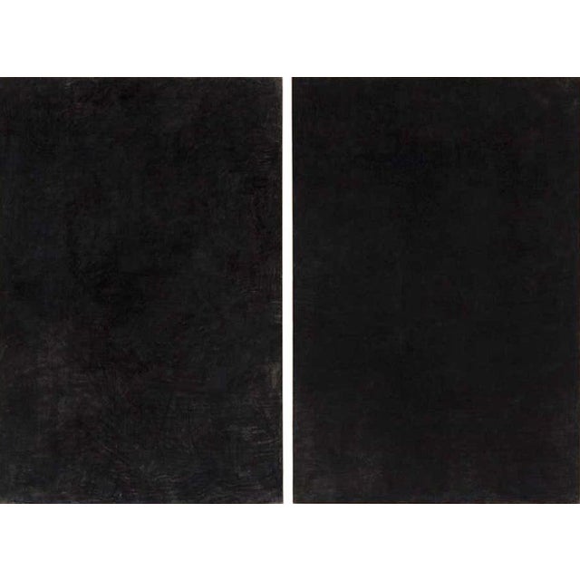 Enrico Dellatorre, Large Abstract Paintings, Charcoal on Linen, Set of 2 For Sale