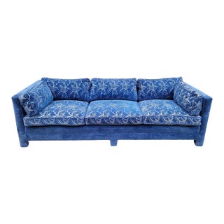 Vintage Henredon Furniture Boho Chic Tuxedo Velour Sofa For Sale