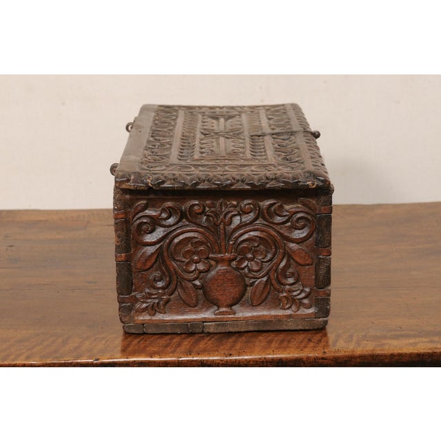18th C. Spanish Colonial Carved-Wood Trunk For Sale - Image 10 of 10