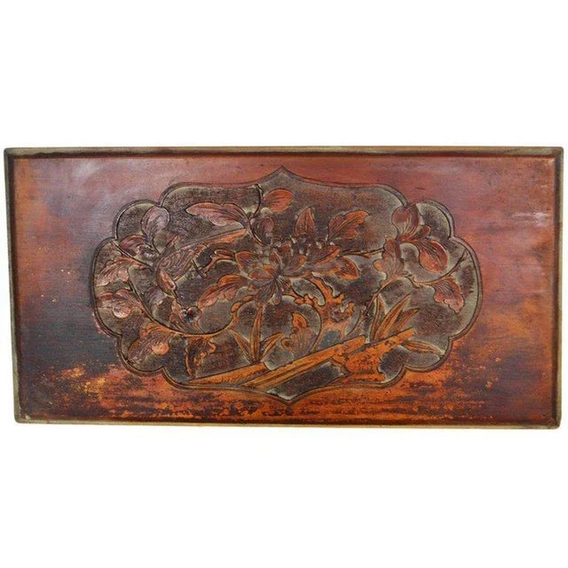 Wood Antique Hand-Carved Rosewood Lacquered Wall Plaque From 19th Century, China For Sale - Image 7 of 7
