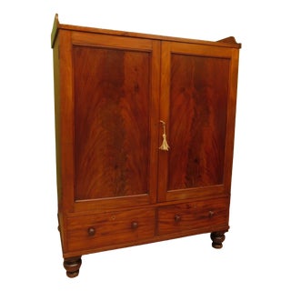 Antique Irish Linen Press Cabinet from Merrion Castle For Sale