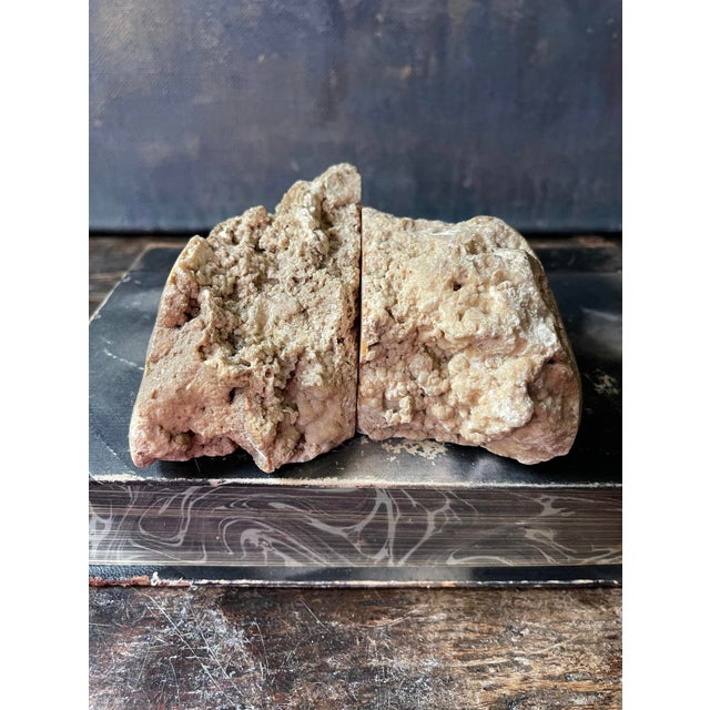 Tan Pair of Asian Stone Geode Bookends For Sale - Image 8 of 10