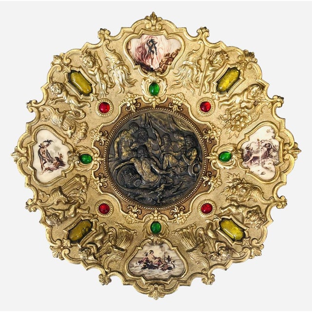 Late 19th Century Large Gilt Bronze Medallion Plate with Putti, 1880 For Sale - Image 5 of 10