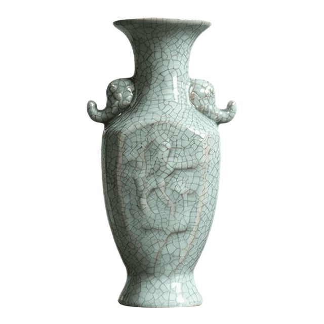 Chinese Ceramic Vase, Gun Ware Celadon Glaze Porcelain Vase For Sale
