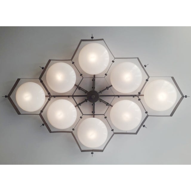 Not Yet Made - Made To Order 21st Century Beehive Bronze Glossy White Murano Flush Mount by Fabio LTD For Sale - Image 5 of 7