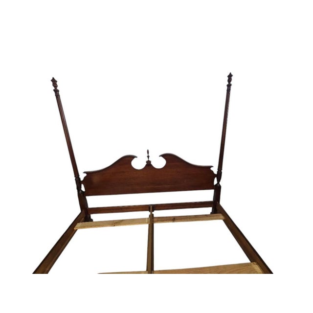 Vintage Chippendale Style King Four Poster Bed in Mahogany Finish For Sale - Image 4 of 10
